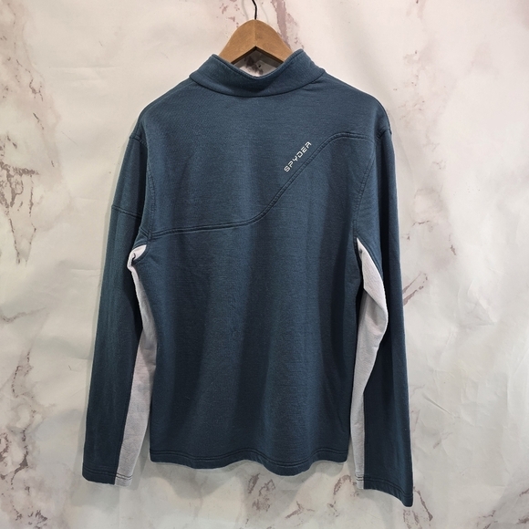 Spyder Jacket Mens Large Blue Gray Merino Wool Full Zip Mid Layer - Picture 5 of 11